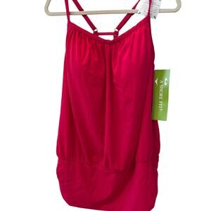 NWT A Shore Fit Swimsuit Tankini Top Pink Plus Size 22 W beach pool swimsuit top
